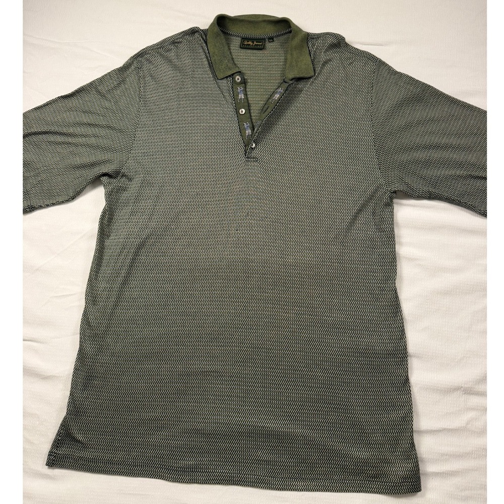 Bobby Jones Collection Mens XL Polo Shirt Italy Cotton Herringbone Green Golf